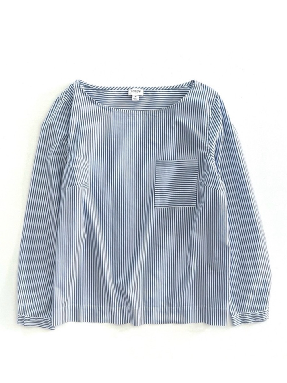 J. Crew Factory Popover Striped Shirt with Pocket Organic Cotton Size Medium